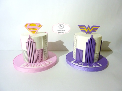 Super Girl & Wonder Woman Twin Cakes